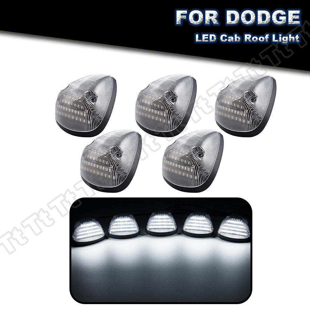 For 94 - 1998 for Ram 1500 2500 3500 5PCS LED Cab Roof White Running Lights Clear Lens - v