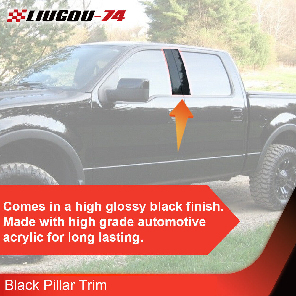 Cab Crew Piano Pillar Trim Fits for F150 1997 - 2003 4 Pieces Door Pillar Trim - v