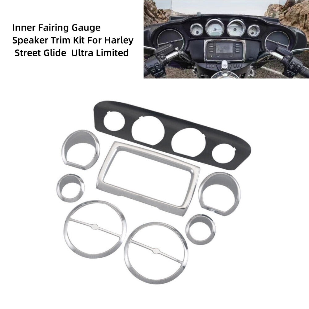 Chrome Inner Fairing Gauge Speaker Trim Kit for Harley Street Electra Tri Glide