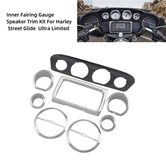 Chrome Inner Fairing Gauge Speaker Trim Kit for Harley Street Electra Tri Glide