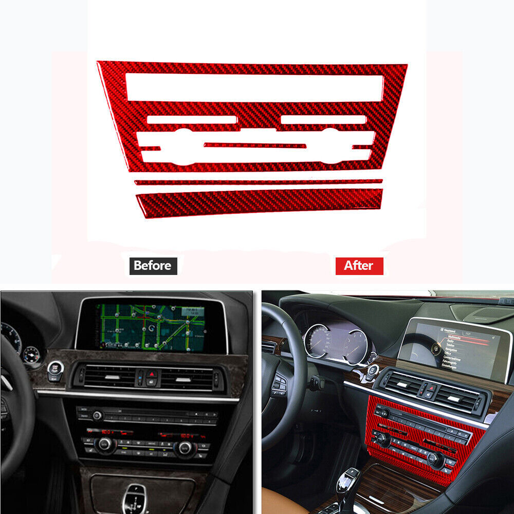 for Audi Q5 2009-2017 2Pcs Gear Shift Frame Trim Cover Decor Carbon Fiber Red v