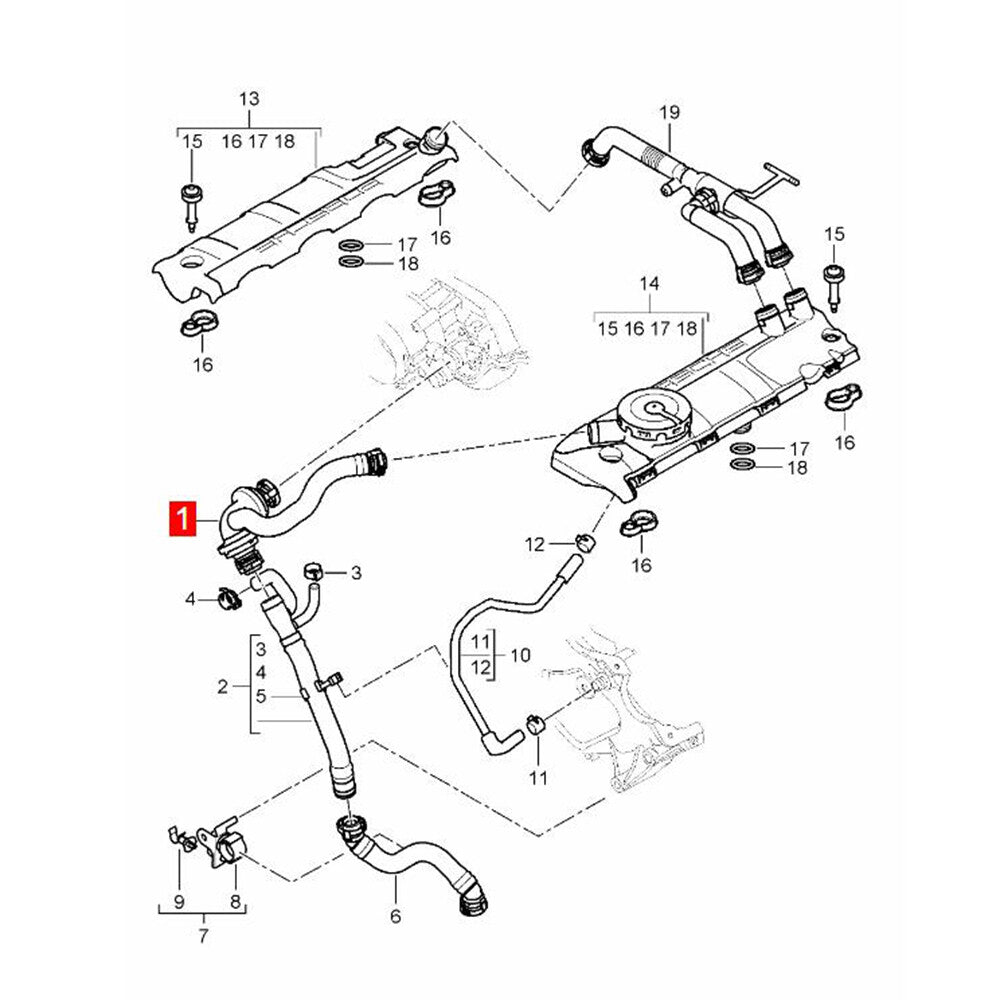 Engine crankcase breather hose 94810724702 for for Cayenne 48L V8- v