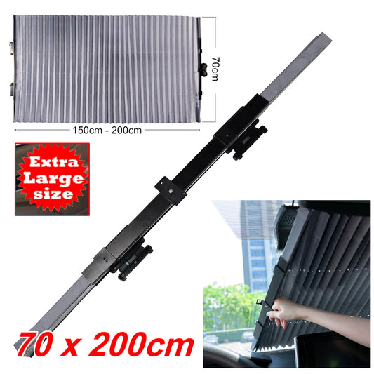 Car retractable sunshade with UV protection for the windshield, 200 x 70 cm.