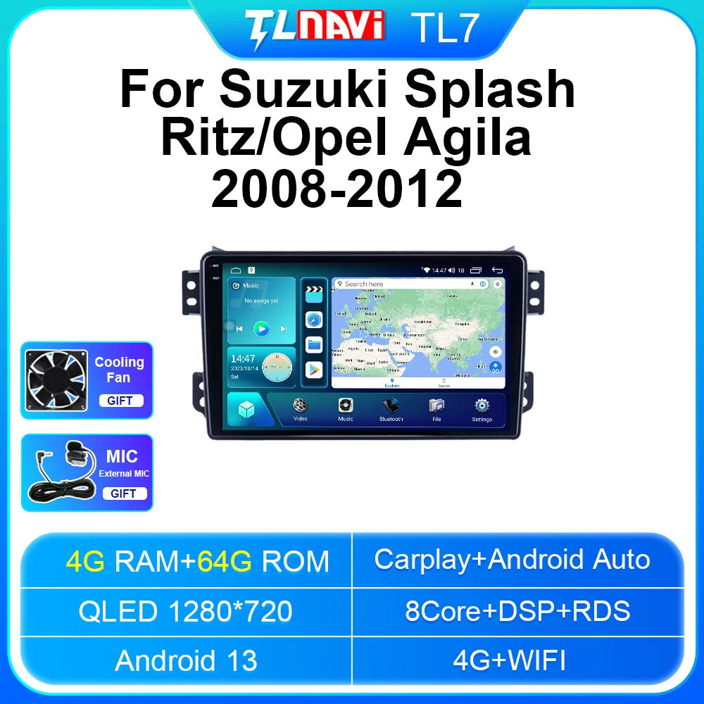 for Suzuki Splash Ritz / for Opel Agila Android CarPlay Car Radio GPS Stereo Screen