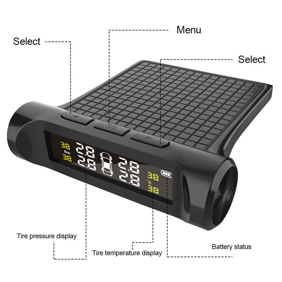 Wireless Car TPMS LCD Tire Pressure Monitoring System With 4 External Sensors