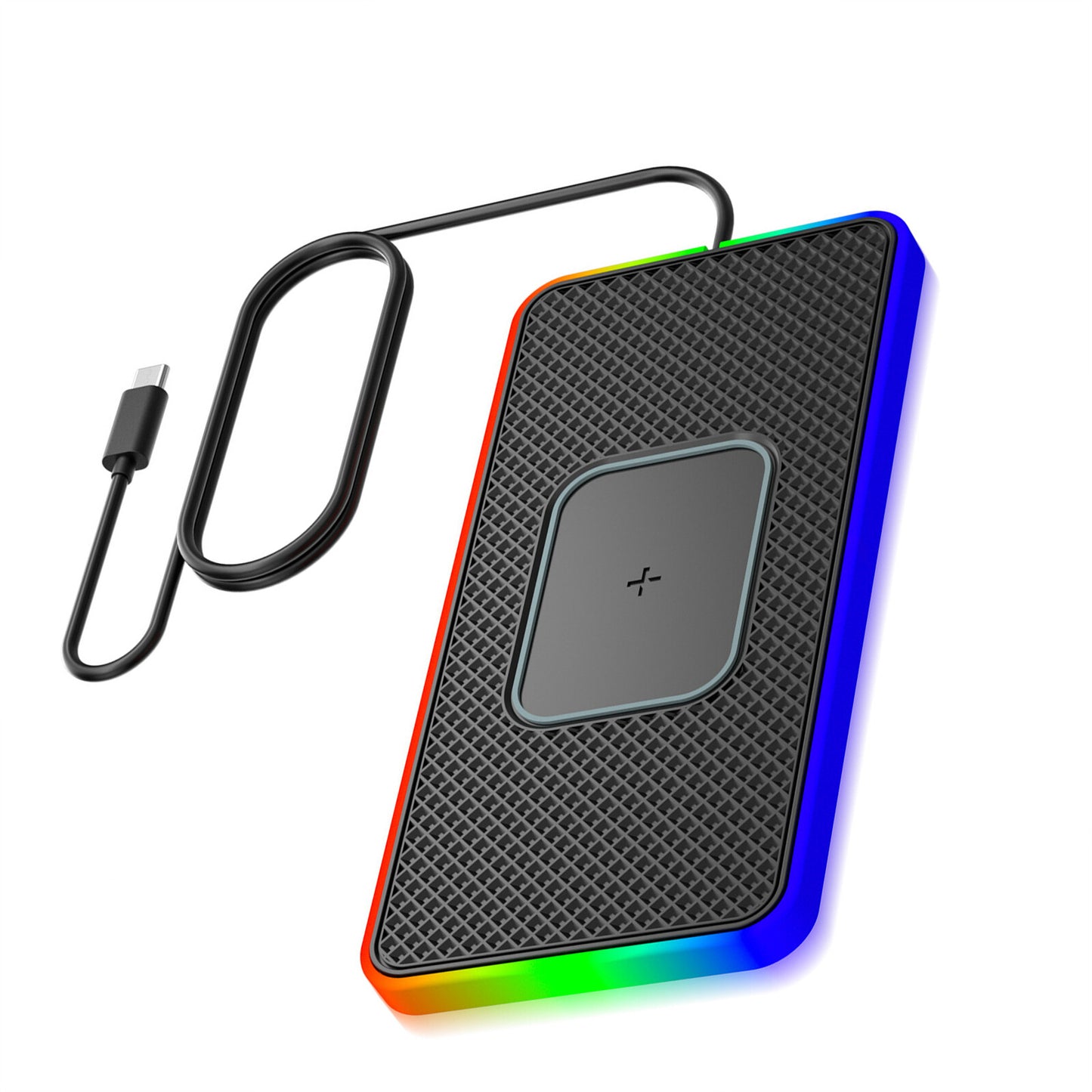 Type-C RGB Silicone Non Slip Car Wireless Phone Charger Fast Charging Station
