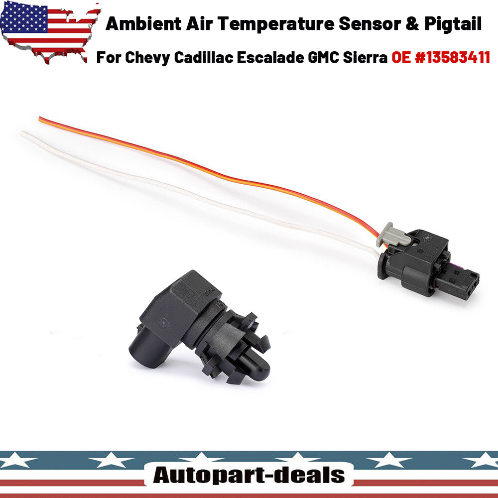 Ambient Air Temperature Sensor & Pigtail 13583411 for Chevy for Cadillac for GMC for Yukon Q