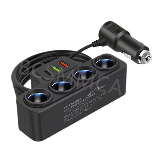 4 Way Car Cigarette Lighter Socket Splitter PD USB Charger Power Adapter 12V