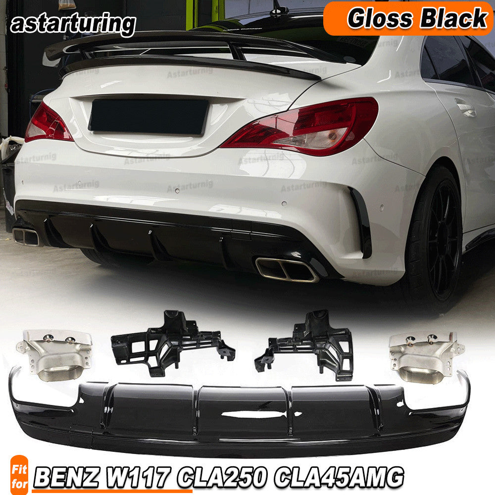 PP Rear Bumper Diffuser Exhaust Tip Pipe for BENZ W117 CLA250 CLA45 2016-2018