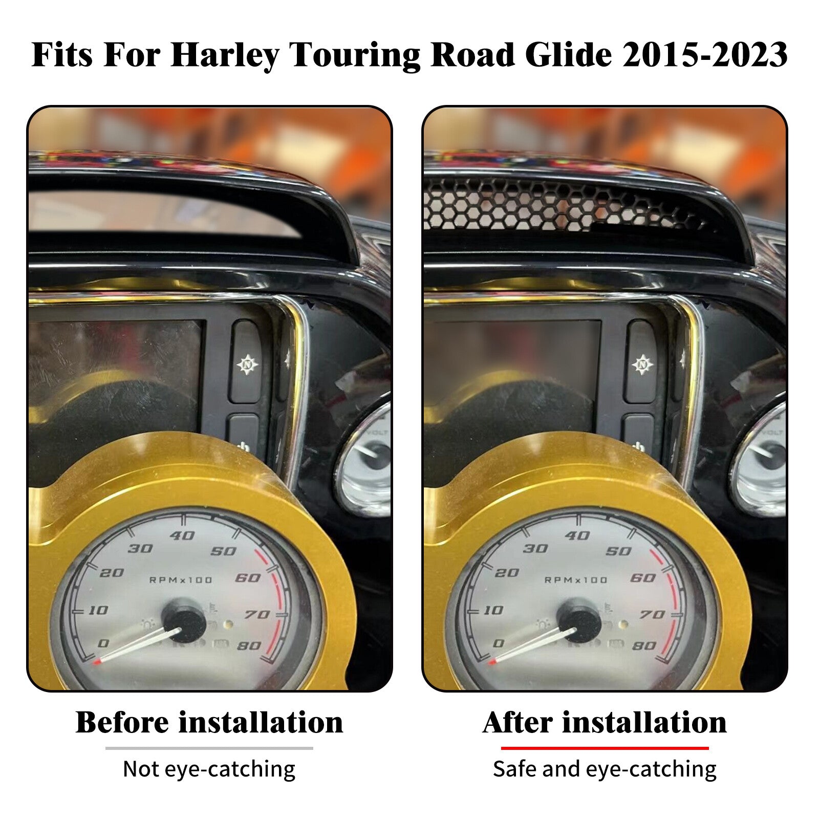 Black Mesh Fairing Vent Screen Top Grill For Touring for Harley Road Glide 2015-2024