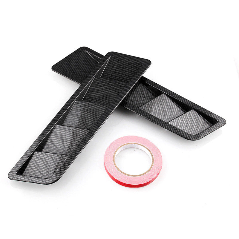 2x Racing Car Range Hood Vents Louver Cooling Panels with Carbon Pattern Matte Black Finish n