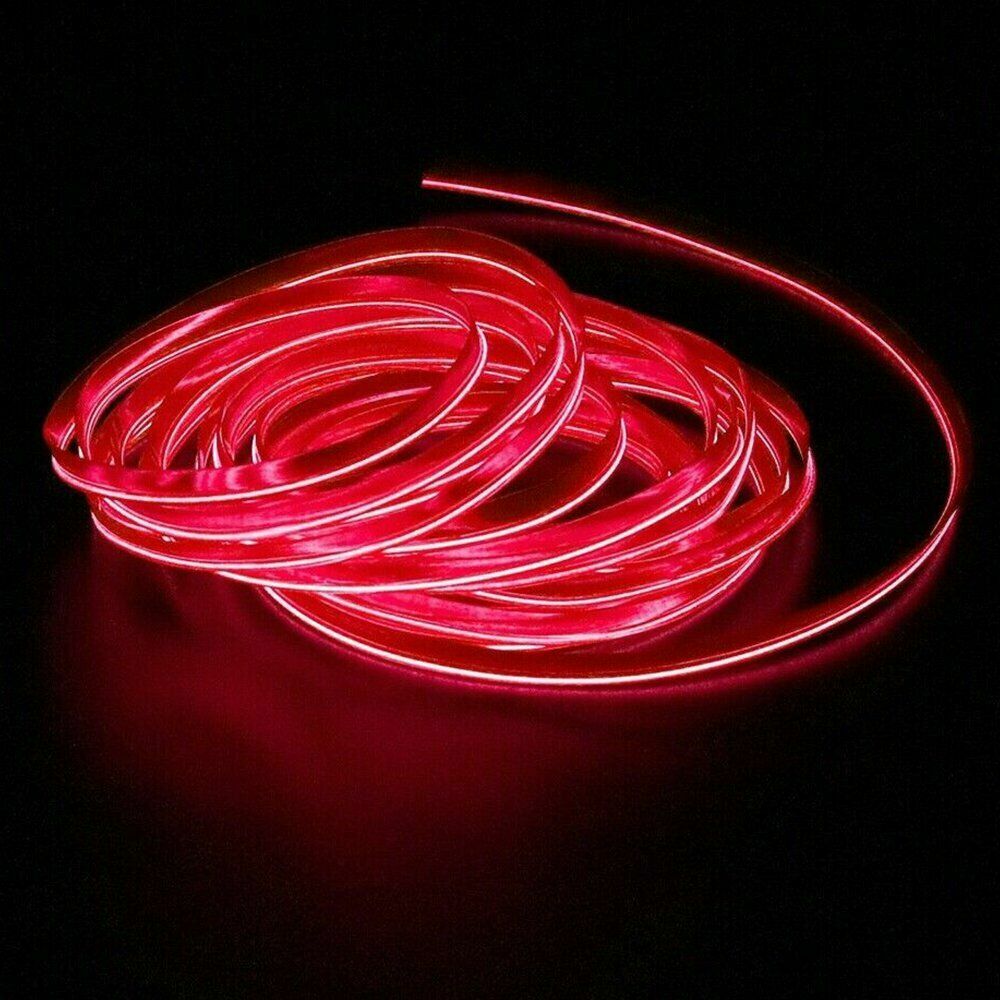 Red LED Auto Car Interior Decor Atmosphere Wire Strip Light Lamp Accessories 12V Q