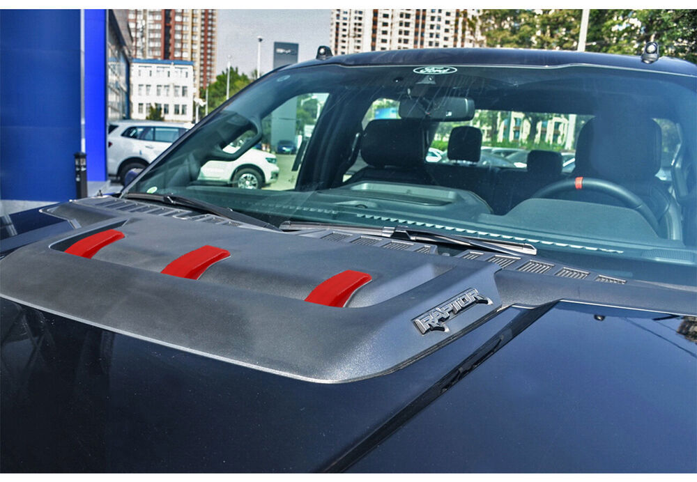 For F150 2021-2023 Red ABS Hood Scoop Air Vent Cover Trim Bezel B n
