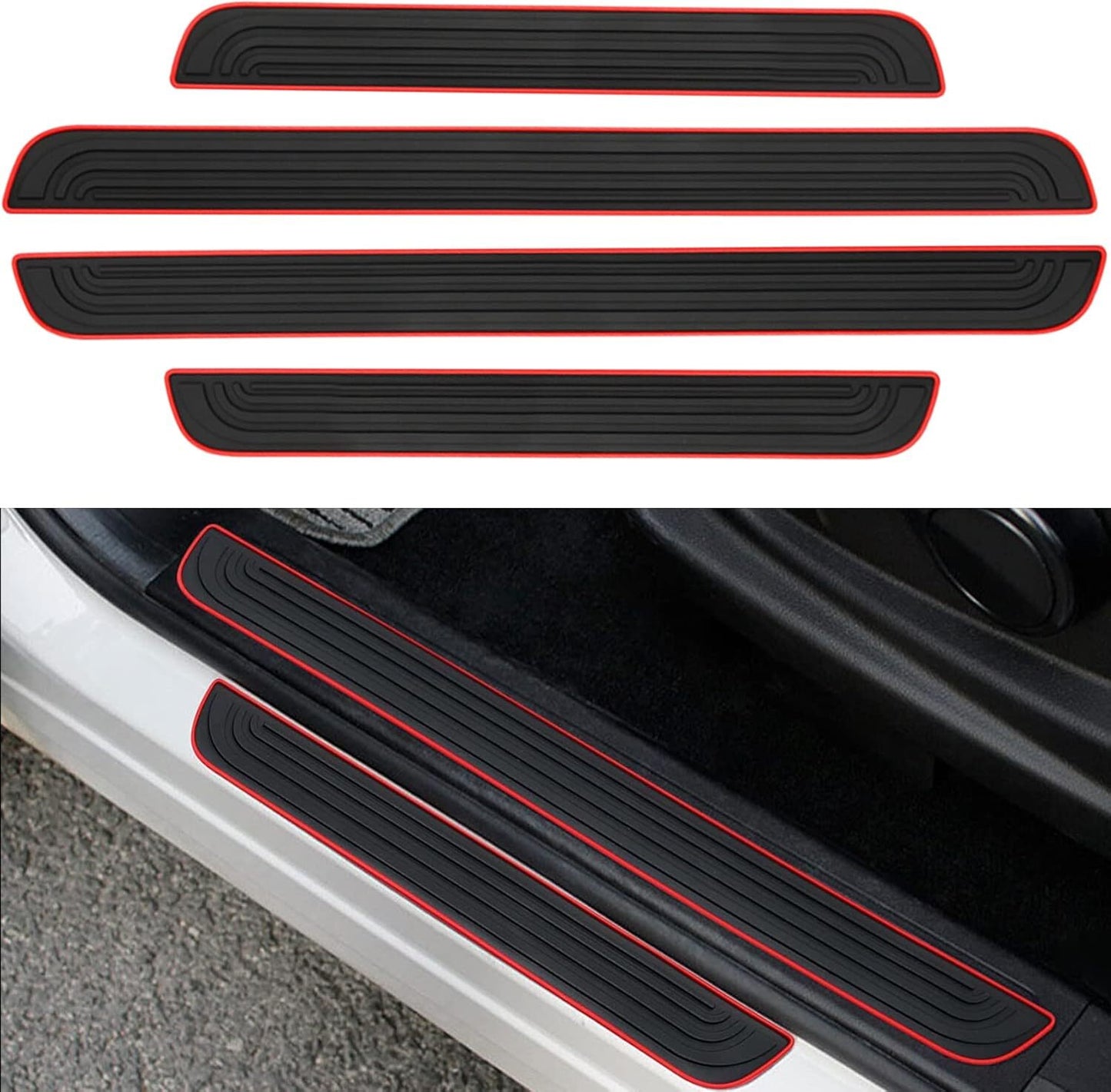 4x Soft Rubber for Dodge Car Sedan SUV Door Scuff Sill Covers Panel Protector