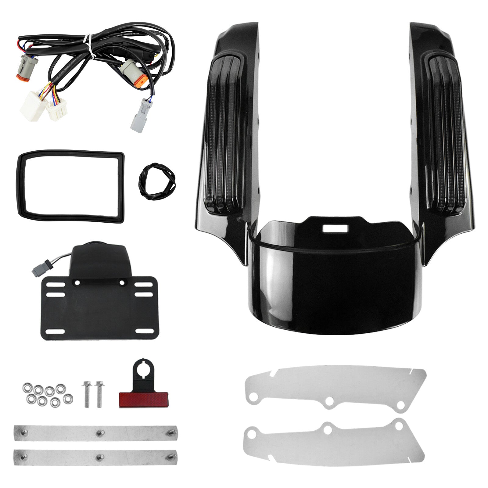 Rear Fender Extended Fasscia w/ LED Light For Touring Road Electra Glide 09-2013