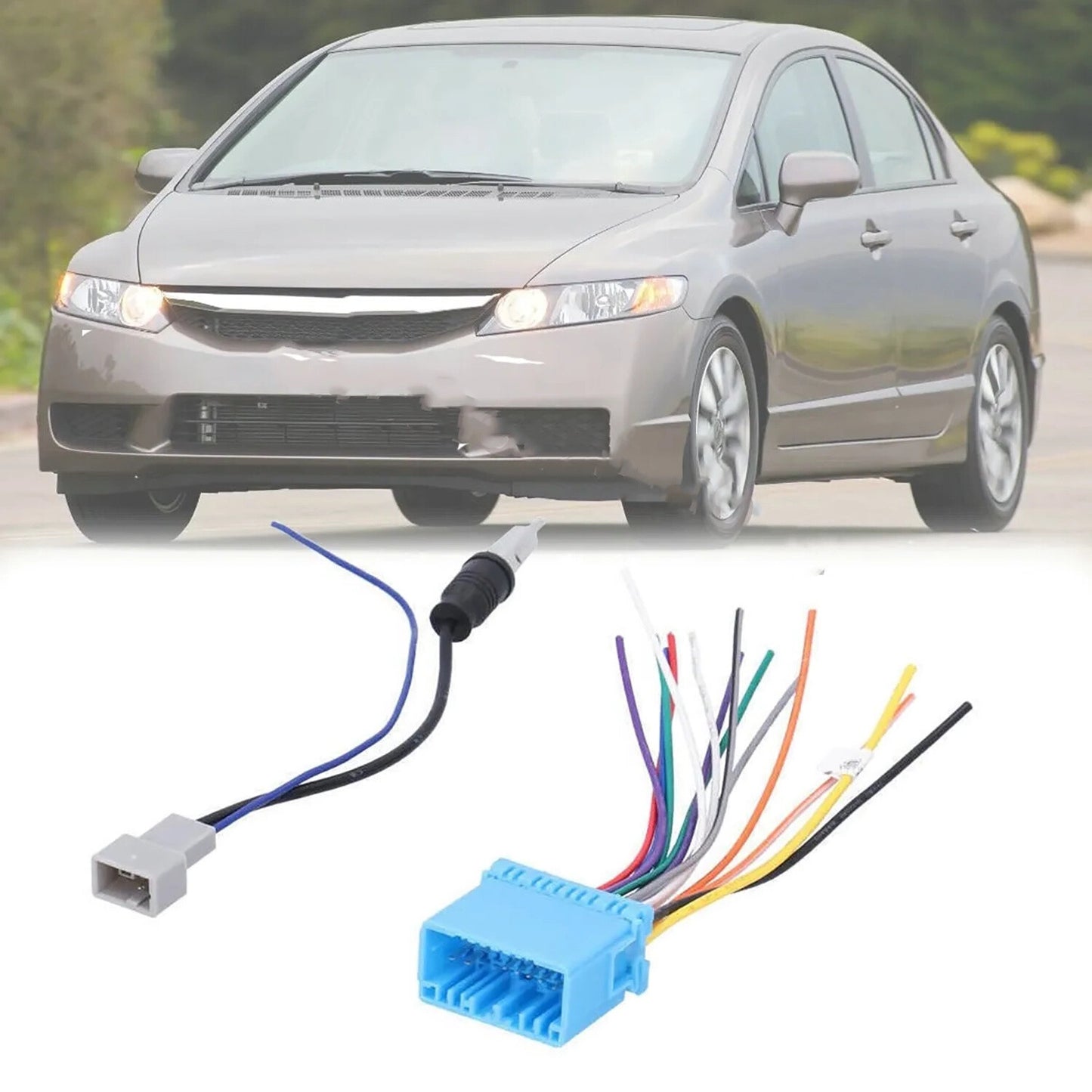 Fit for Honda for Mazda 2Pcs Wiring Harness Stereo Radio AM/FM Antenna Cable Adapter