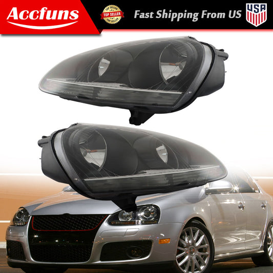 Suitable for 2006-2009 for Jetta headlight assemblies with left and right transparent halogen lamps. n