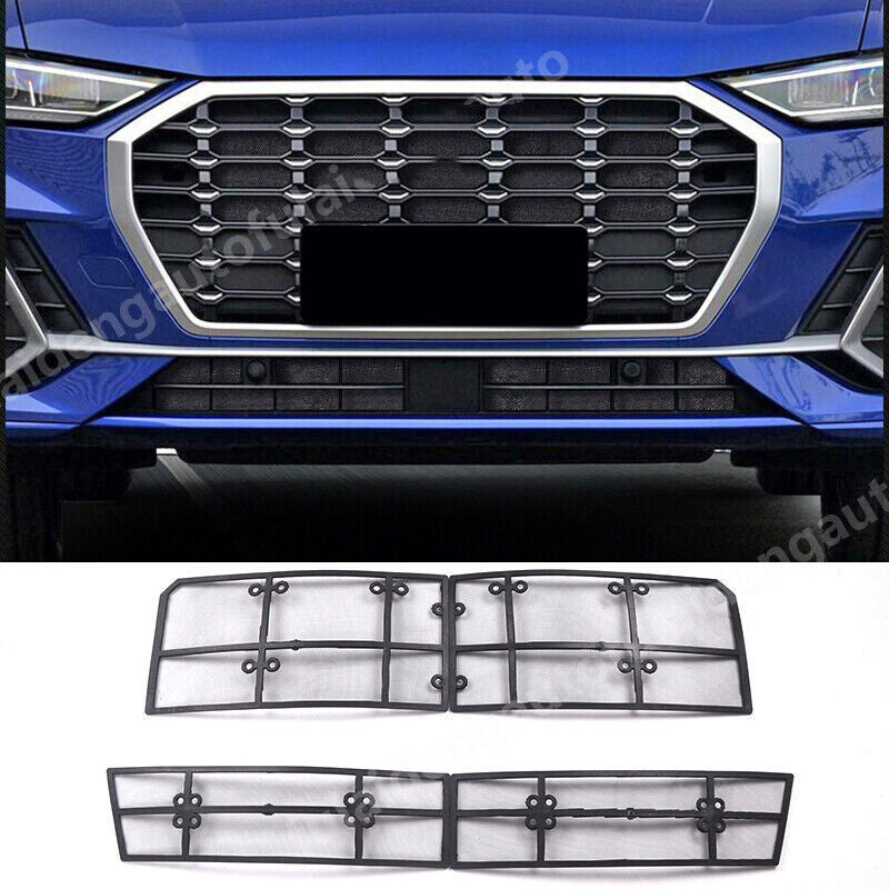 for Audi Q3 2019-2022 Black Front Grille Mesh Insert Steel Insect-Proof Net 4Pcs