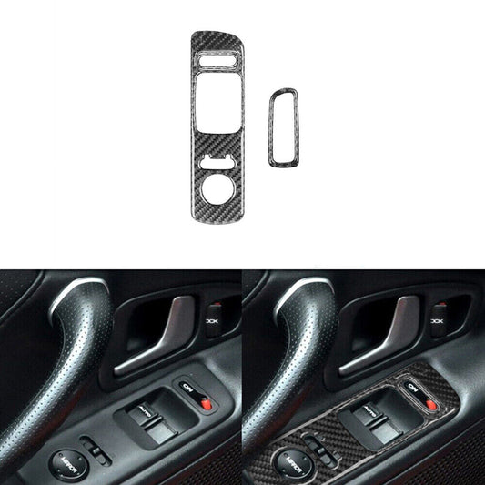 2x Carbon Fiber Steering Wheel Button Cover Trim for Mazda MX-5 Miata 2009-2015 v