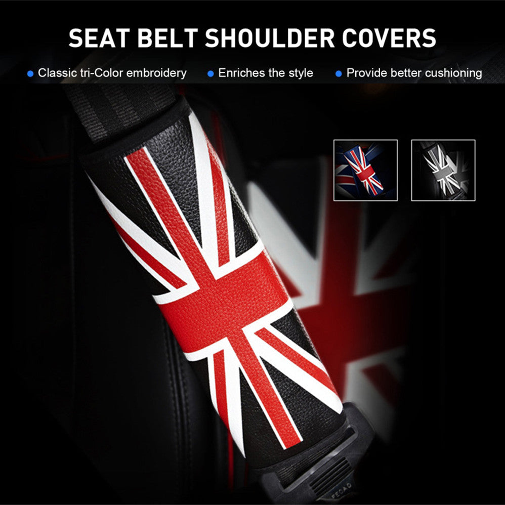 2-Pack for Mini Cooper Accessories Union Jack Car for Seat Belt Shoulder Backrest Pads - n