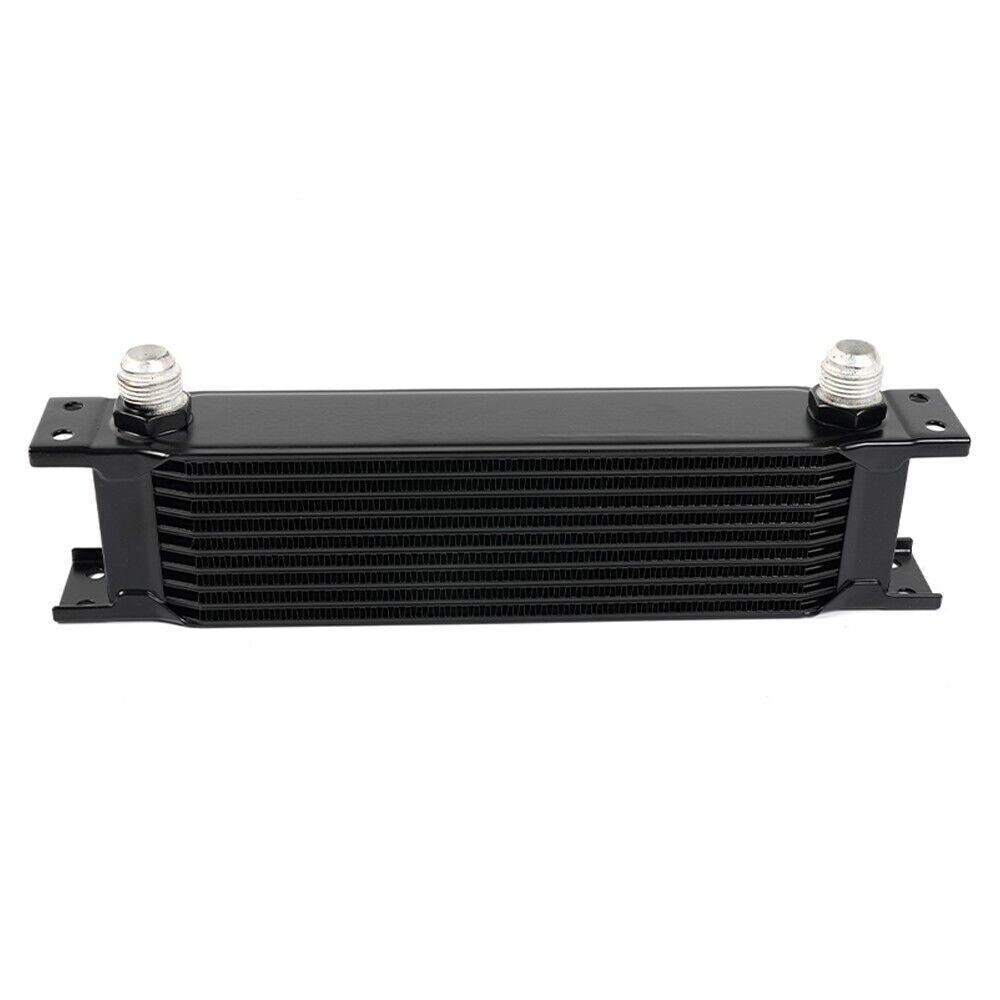 10 Row Black Aluminum Engine Transmission Oil Coolers 10AN Hose End Fittings Kit Q