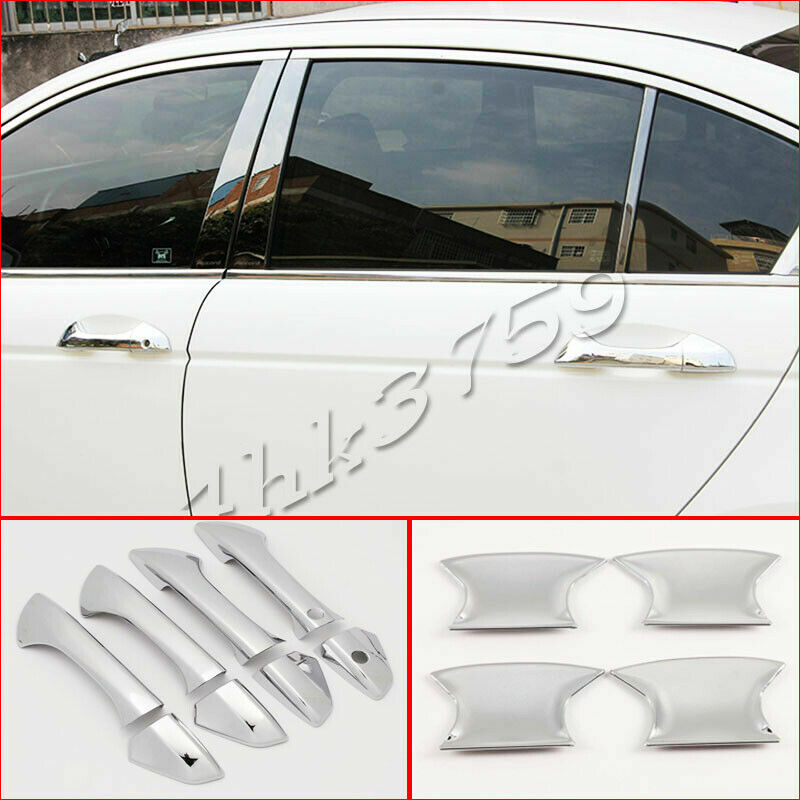 12P for Honda Accord 2008-12 Chrome Door HandleBowl Cover Trim W/ for Smart Key Hole