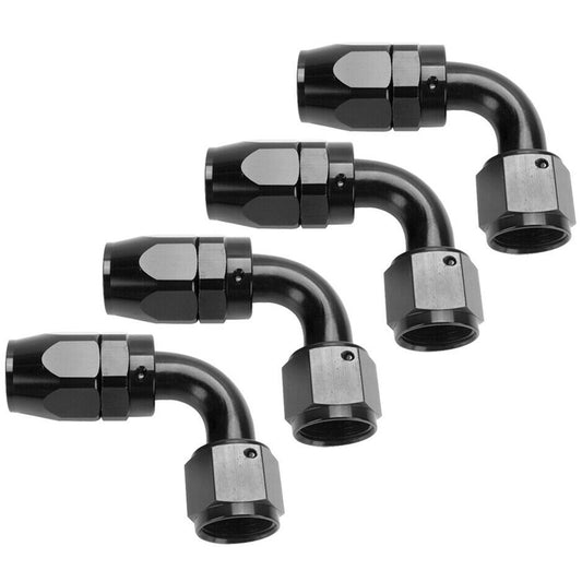 4-Pack 6AN AN6-6AN 90 Degree Black Rotary Fuel Hose End Fittings and Adapters