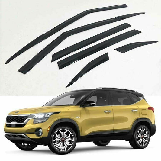 for Kia Seltos 2020-2023 BLACK WINDOW VISORS SUN RAIN GUARD VENT DEFLECTORS TRIM