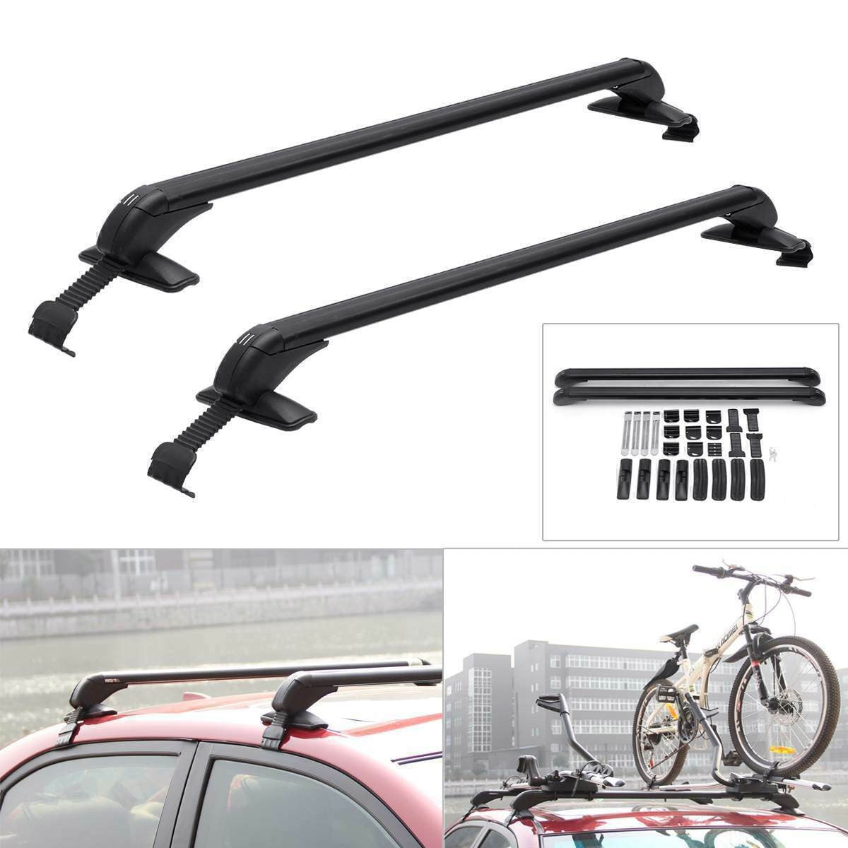 Car Top Roof Rack Cross Bar 39.4 Luggage Carrier Aluminum w/ Lock Universal KY