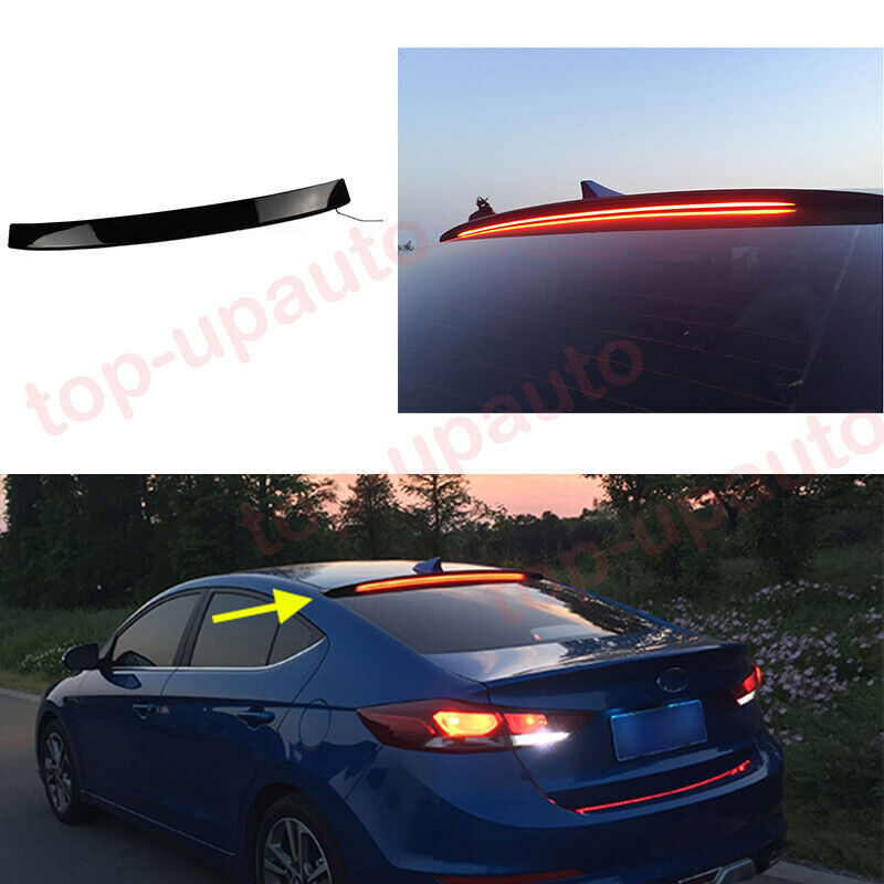 1x LED taillight Black Rear window roof Spoiler Wing for Hyundai for Elantra 2017-18