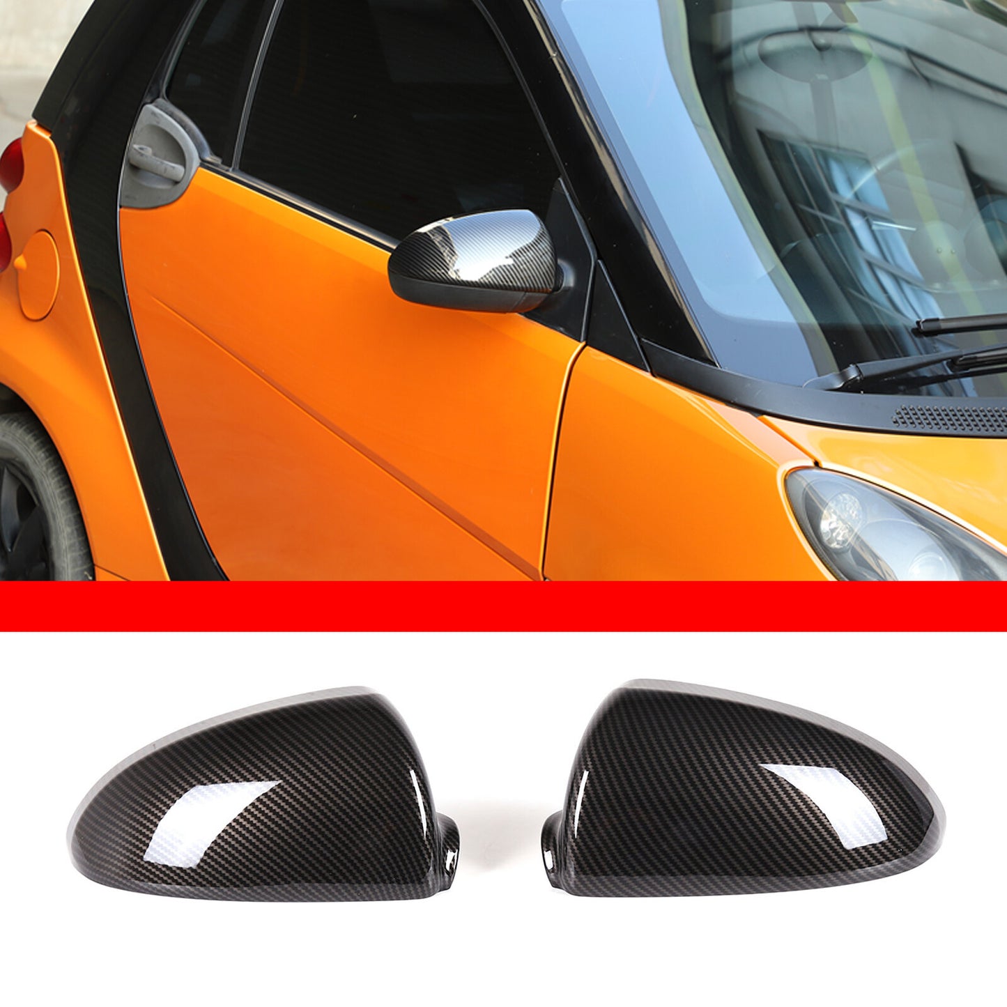 Two carbon fiber side mirror caps for Smart 2009 - 2015 n