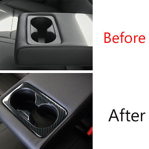 Rear Water Cup Holder Panel Trim Fit for Kia K3 Forte 2019-22 Steel Carbon Fiber