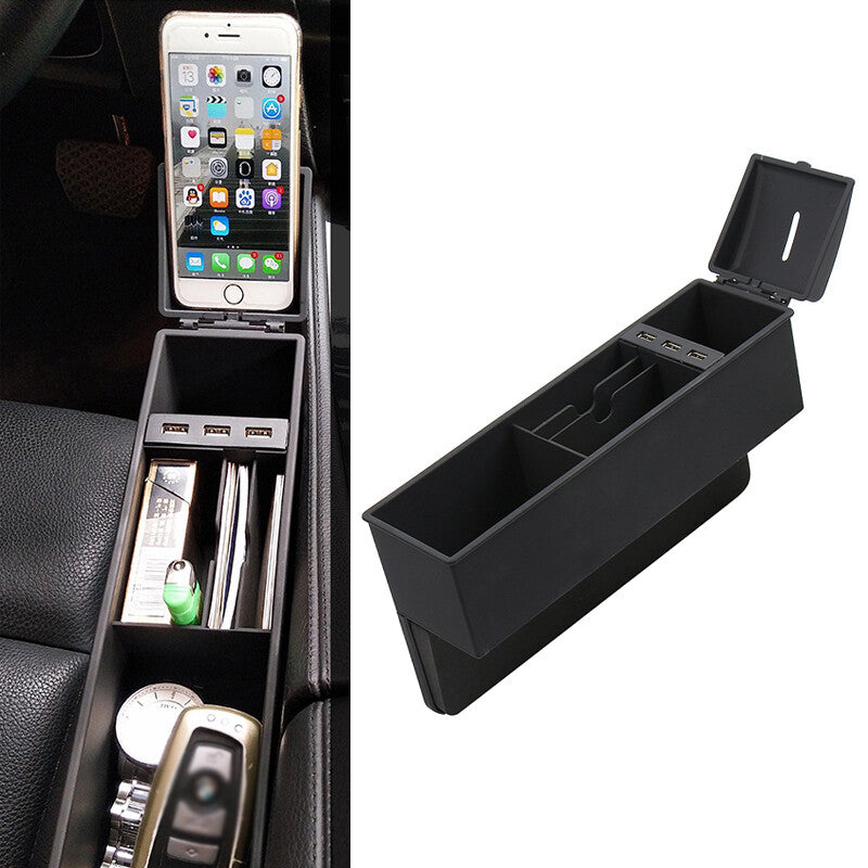 1pc 3 USB Rechargeable Car for Seat Organizer Box with Cracks, GAP Pocket-Sized Storage Box n