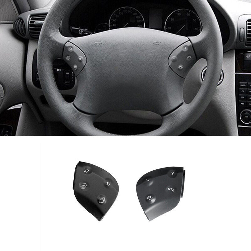 Matte black car steering wheel switch cover trim for C W203 2001-2007 n