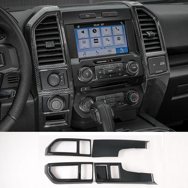 for Ford F150 2015-2020 Carbon Fiber Central Console Air Outlet Vent frame Trim