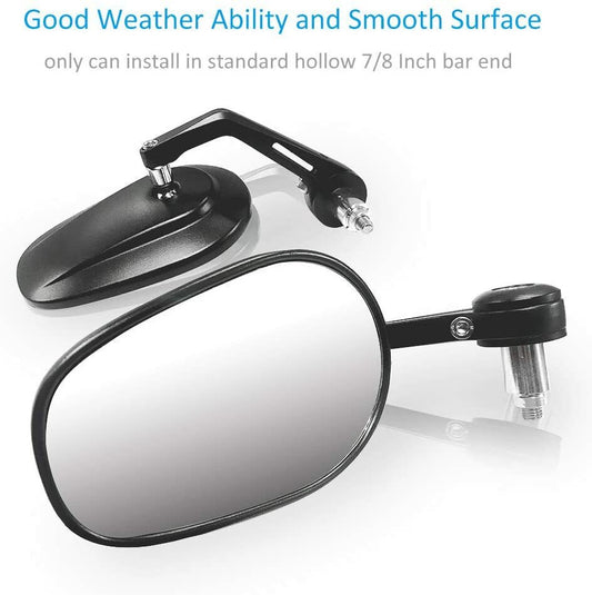 2PCS 7/8 22mm Motorcycle Bar End Side Rear View Mirrors Anti-glare Handle CNC
