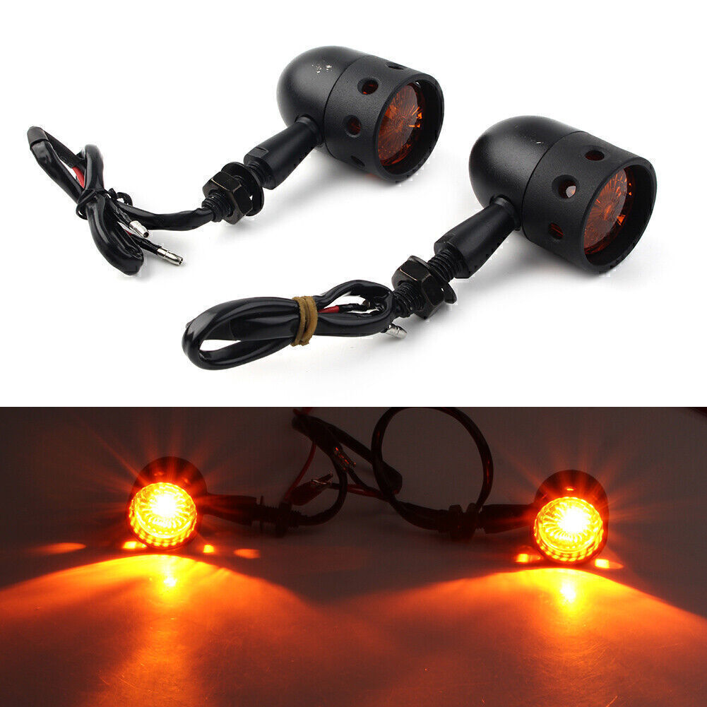 Style Retro Motorcycle Turn Signals Amber Indicator Lights Universal Q