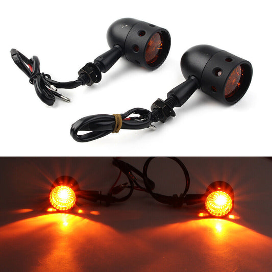 Style Retro Motorcycle Turn Signals Amber Indicator Lights Universal Q