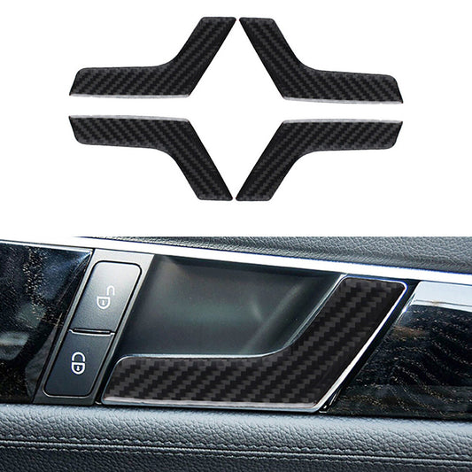 4Pcs Carbon Fiber Door Buckle Trim Panel for Mercedes-Benz W204 2007-2013