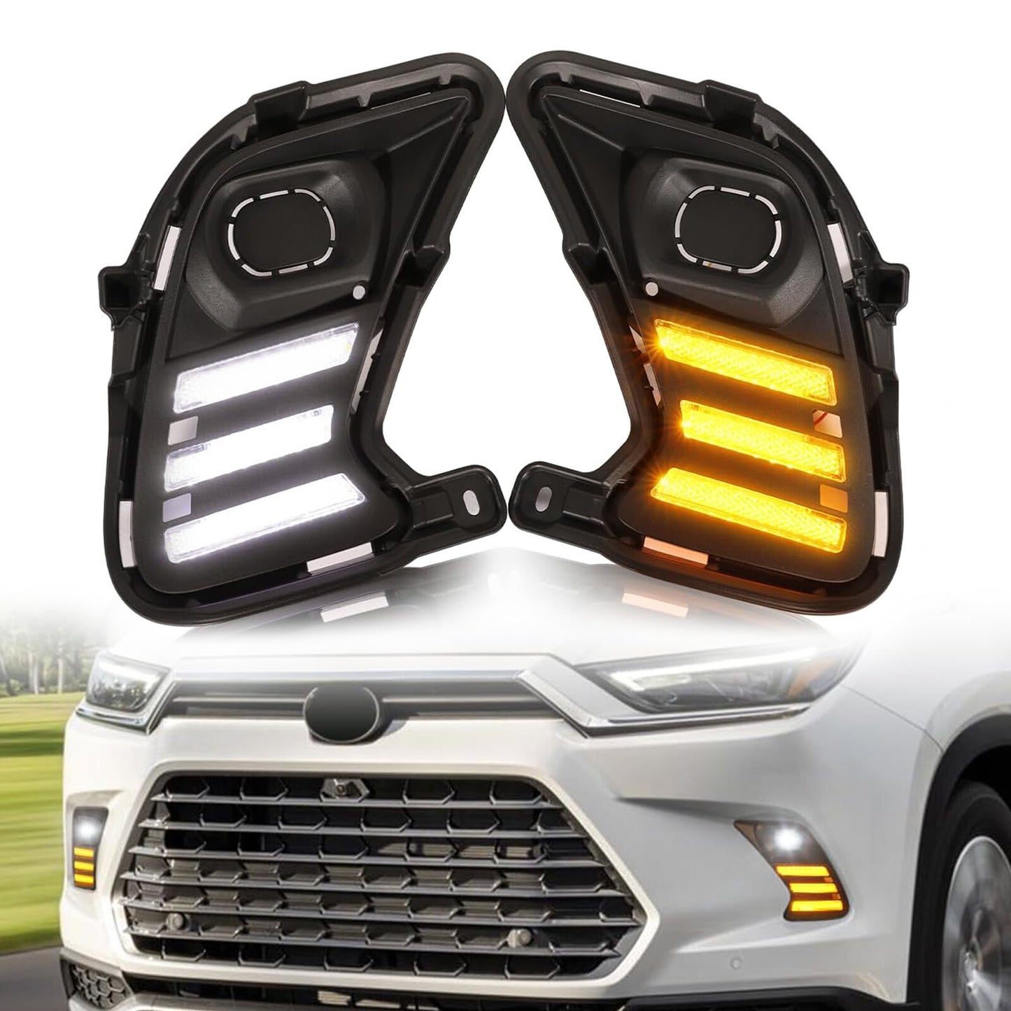 Front bumper fog light LED turn signals applicable to for Toyota Grand Highlander 2024 - 2025