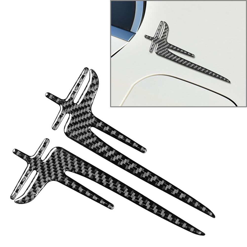 For Car Caravan Carbon Fiber X-Wing Truck Hood Side Body Decoration Trim Black