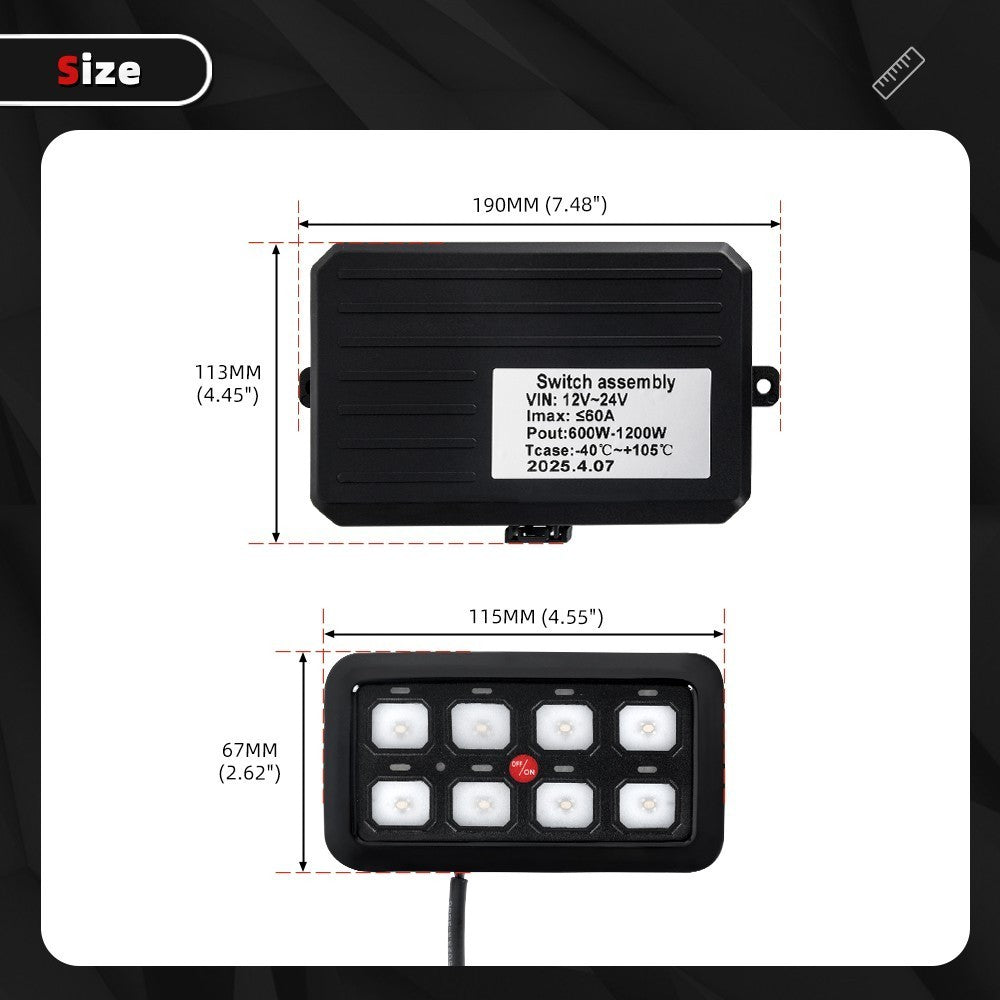8 Gang Switch Panel On-Off LED Car Switch Panel Circuit Control Universal 12/24V Q