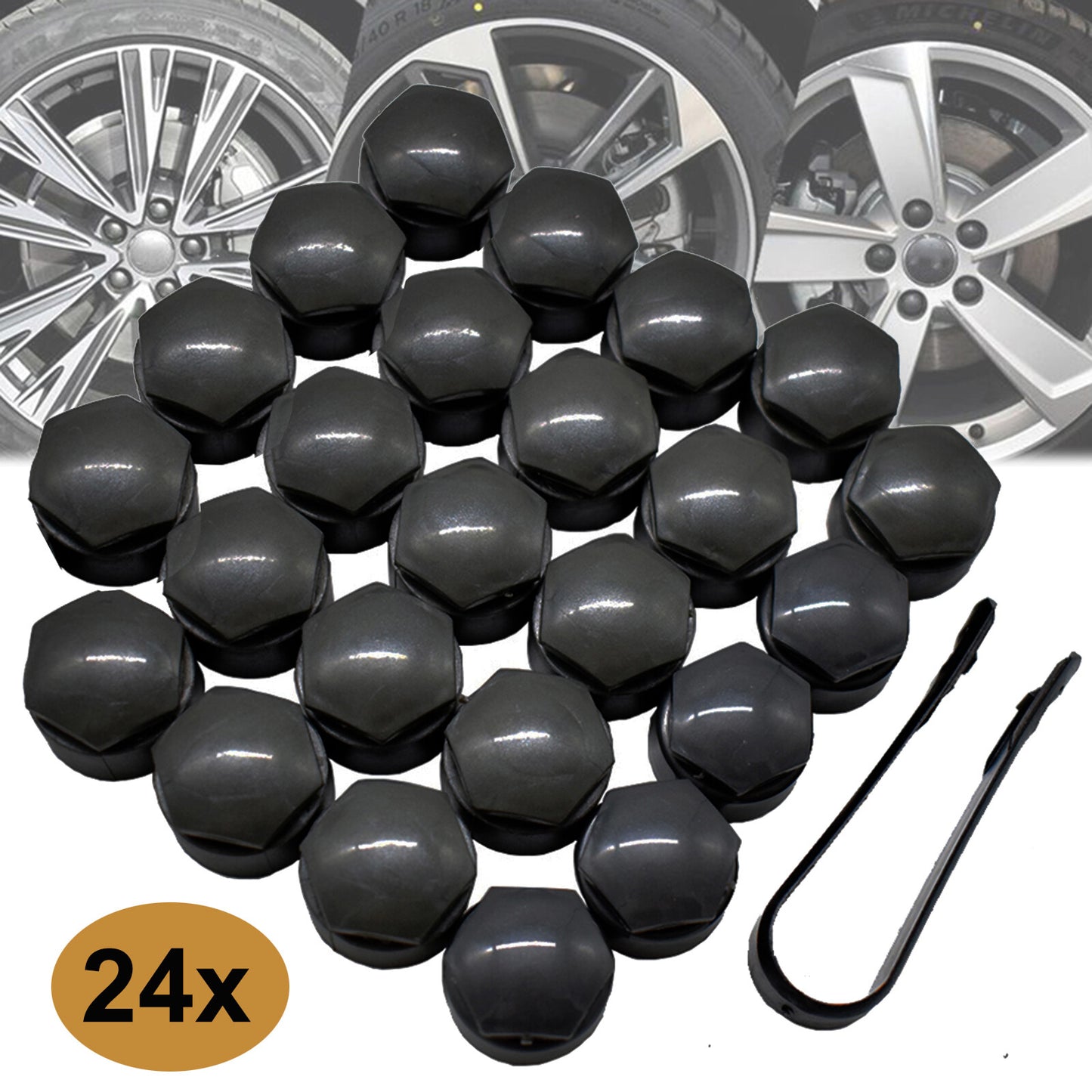 for Audi for A4 for A6 Q3 Q5 TT Car Wheel Hub Nut Bolt Cap Cover Protector Black 24x25mm Q