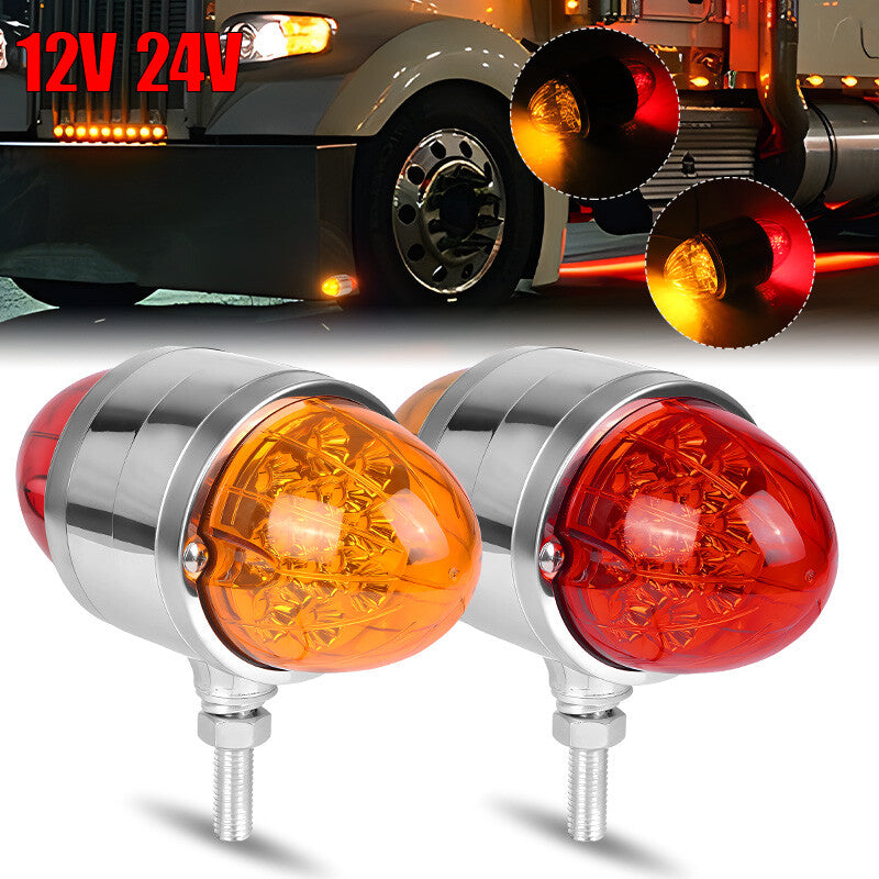 2X Amber/Red LED Dual Face Side Marker Brake Turn Signal Semi Truck Fender Light