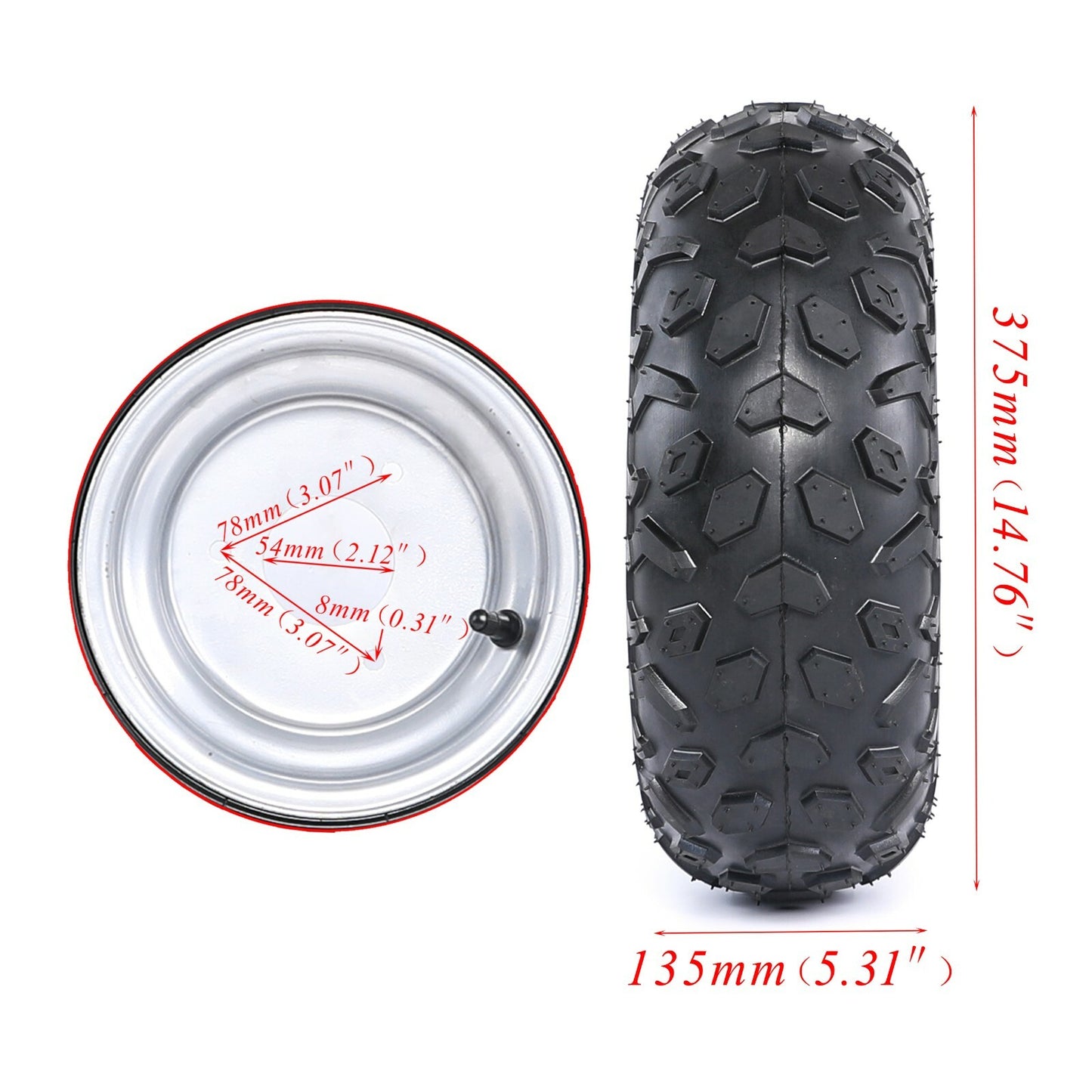 4 Pack 145/70-6 6 inch Front Rear Wheel Tyre Rim For ATV Quad Lawn Mower Go Kart