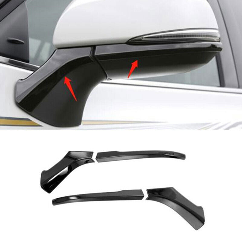 ABS Glossy Black Rearview Mirror Strip Cover Trim for Toyota Highlander 2020-24