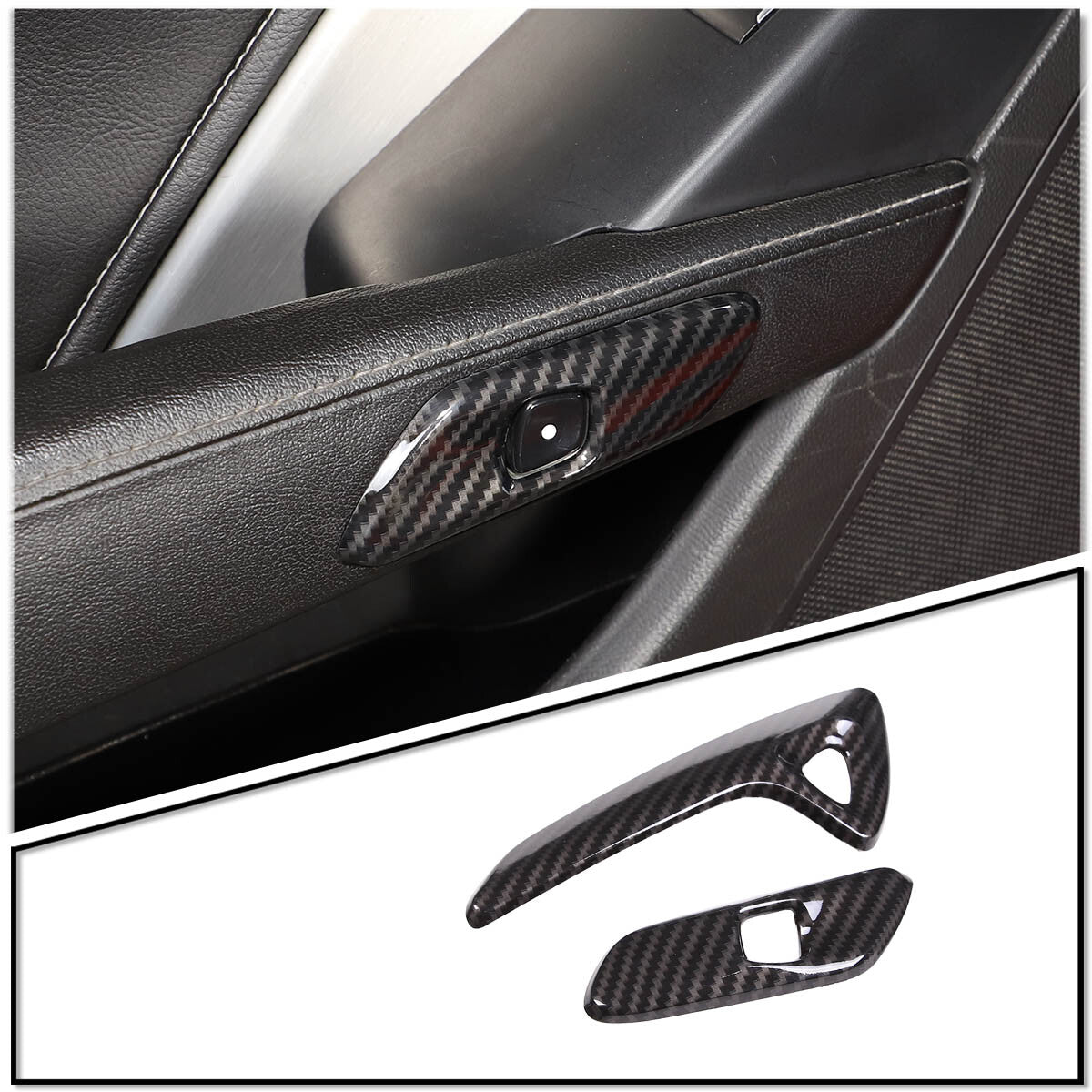 Carbon fiber interior console armrest cover decoration suitable for Corvette C7 2014-2019- v
