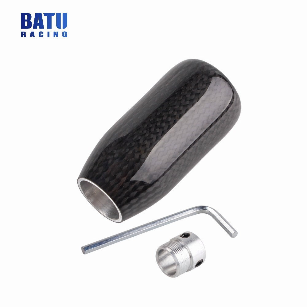 Black Aluminum Carbon Fiber Manual Car Gear Stick Shift Knob Shifter Lever head