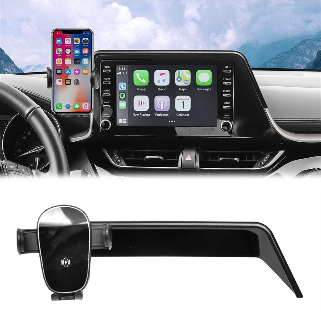 Car phone holder/support for 2019-2022 C-HR with 8-inch screen. n