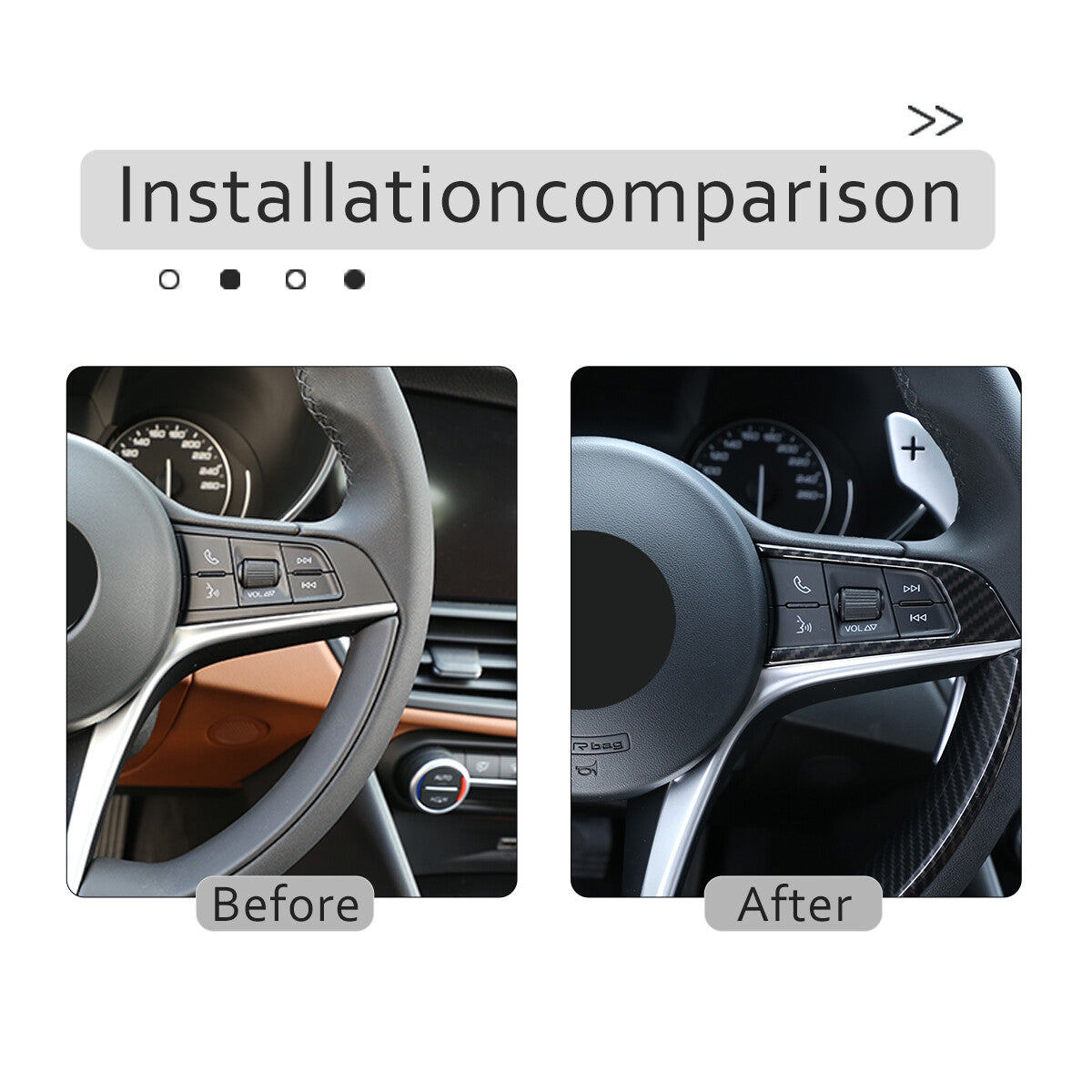 Carbon fiber style steering wheel cover for Alfa Romeo Giulia for Stelvio 2016-2019 Q